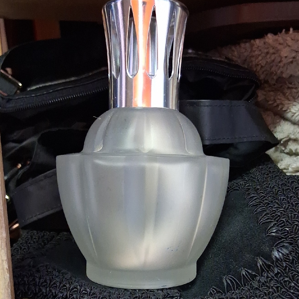 Frosted Glass Home Accent with Silver Top